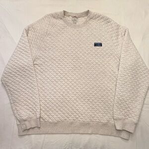 L.L. Bean Men’s Cream Quilted Crewneck Sweatshirt XXL
